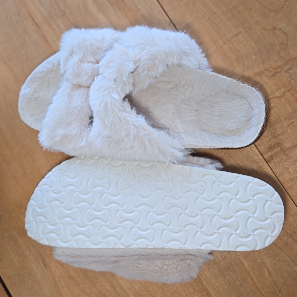 Faux Rabbit Fur Cork Slide Sandals - Picture 6 of 9